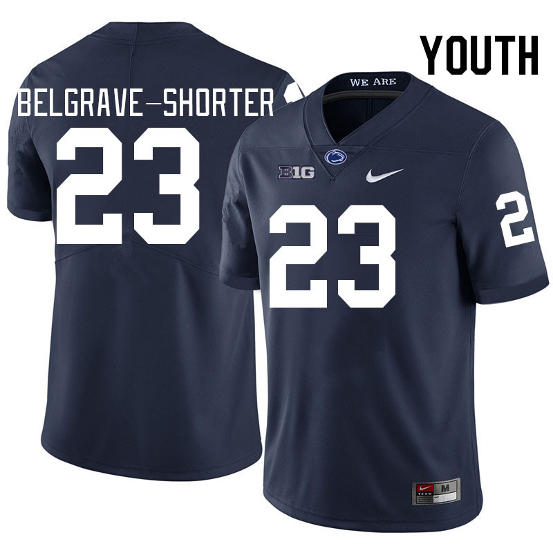 Youth #23 Antoine Belgrave-Shorter Penn State Nittany Lions College Football Jerseys Stitched-Navy